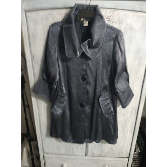 Damee Ruffled 3/4 Sleeve Jacket Blue Boho Vintage Y2K Classy Blue Medium - Picture 2 of 10